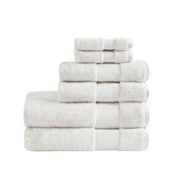 MADISON PARK Signature Turkish 6-Piece White Cotton Bath Towel Set