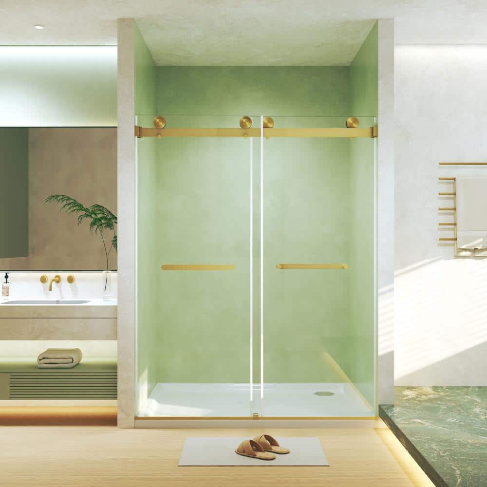 56-60 in.W x 74 in.H Brushed Gold Frameless Double Sliding Shower Door,8mm SGCC Tempered Glass price history on PriceWatchPro