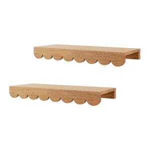 Scalloped Wood Floating Wall Shelves (Set of 2)