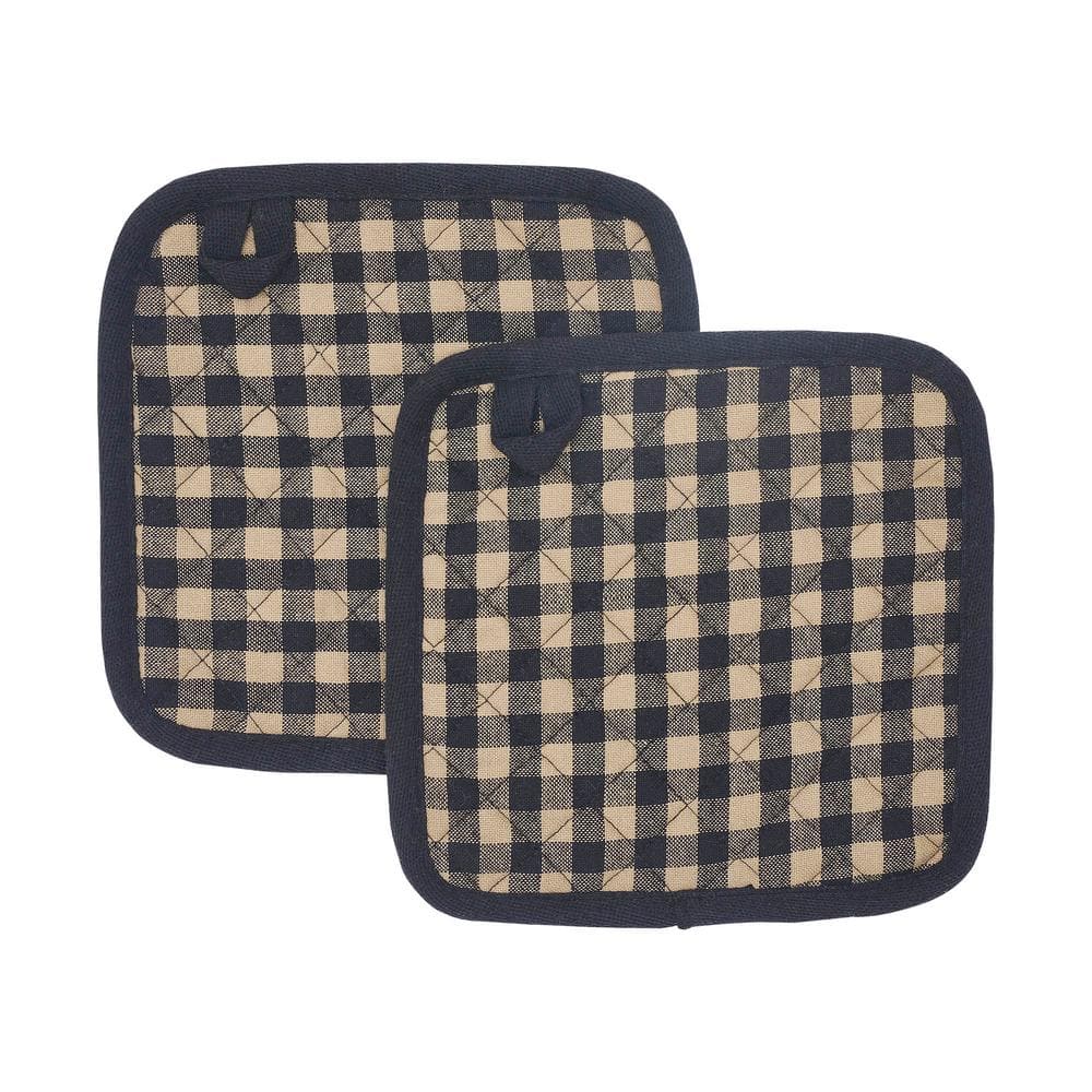 Country Black Check Cotton Pot Holder Set of 2