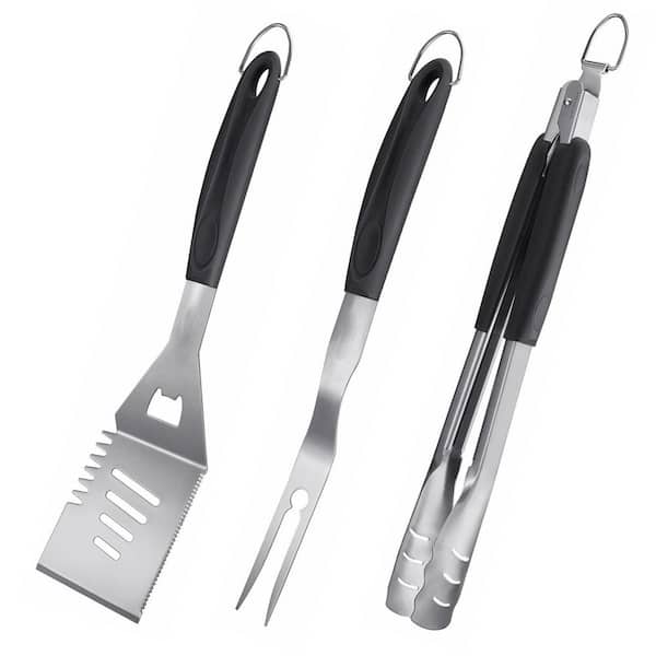 Outdoor Grill Accessories, Heavy Duty BBQ Set, Premium Stainless Steel Spatula, Fork & Tongs, Barbecue Utensils Tool Kit