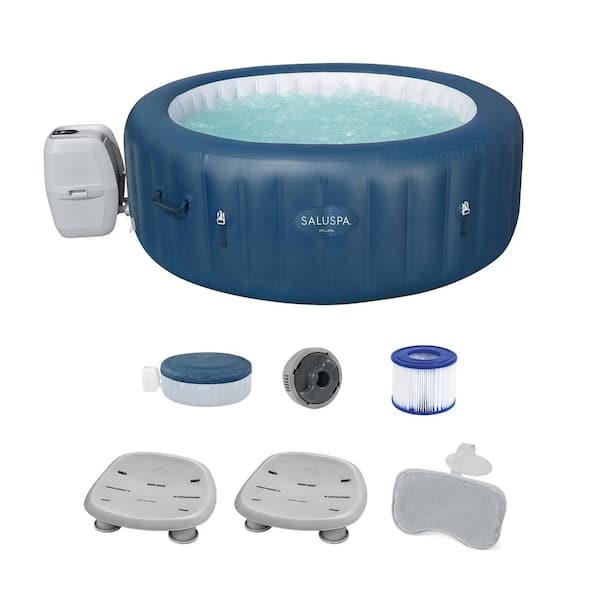 Bestway SaluSpa Milan 6-Person 140-Jet Inflatable Hot Tub with Spa Seat (2-Pack) and Headrest Pillow