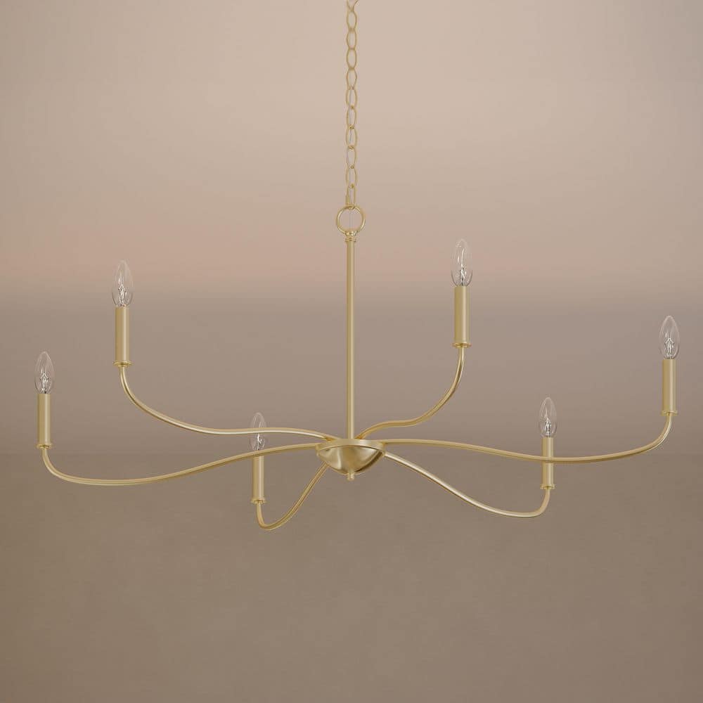 Ilia 60-Watt 6-Light Brushed Gold Extra Large Transitional Chandelier price history on PriceWatchPro