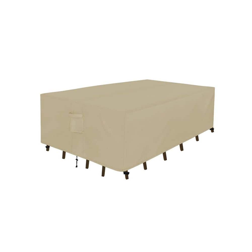 "110""L x 84""W x 28""H Camel Rectangle Patio Furniture Cover Waterproof Outdoor Dining Table Chair Cover" price history on PriceWatchPro