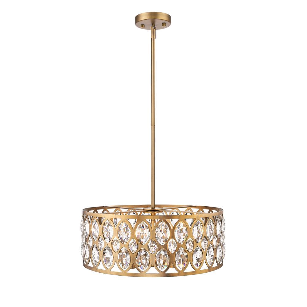 Dealey 23'' Heirloom Brass Round Chandelier with Crystal Accents