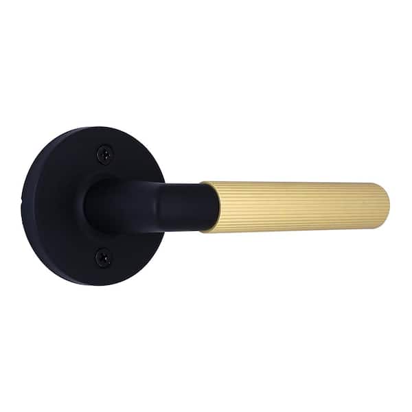 Downing Matte Black/Brushed Gold Dummy Ribbed Door Lever
