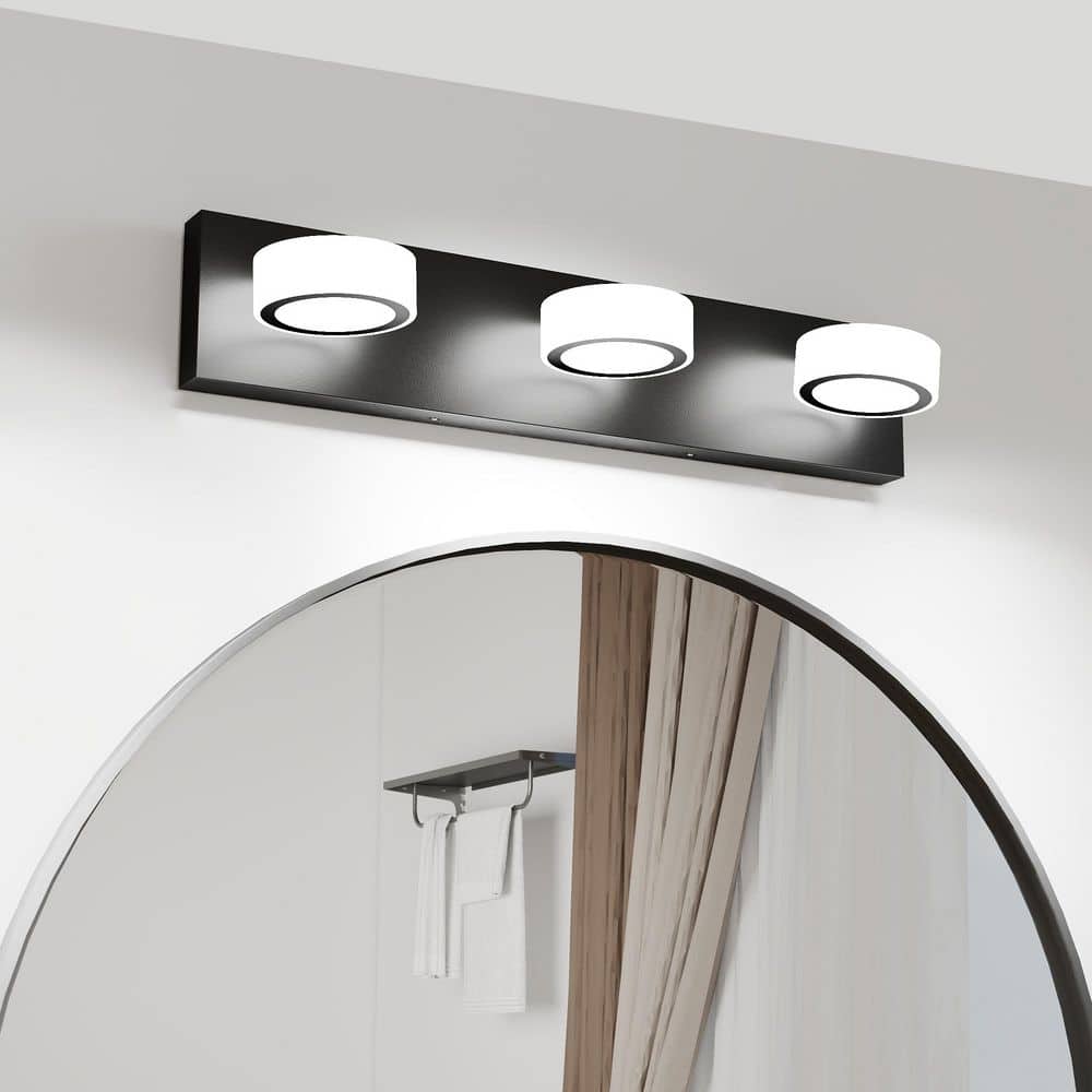 Modern 21 in. 3-Light Matte Black LED Vanity Light with Black Base Bathroom Wall Lighting Fixture price history on PriceWatchPro