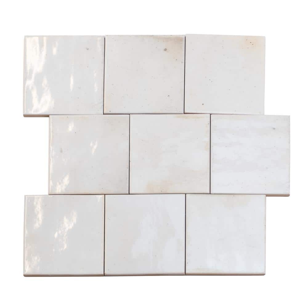 Antiek 3.94'' White Glossy Ceramic Square Tile