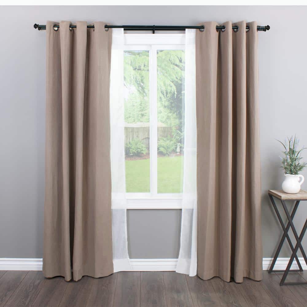 Antique Bronze Adjustable Double Curtain Rod Set with Finials