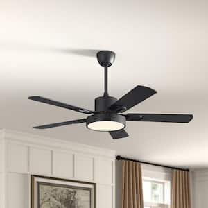 52 in. Indoor Black LED Ceiling Fan with Light Kit and Remote Control