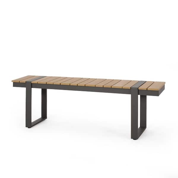 Noble House Chaves Natural and Gray Aluminum outdoor Bench