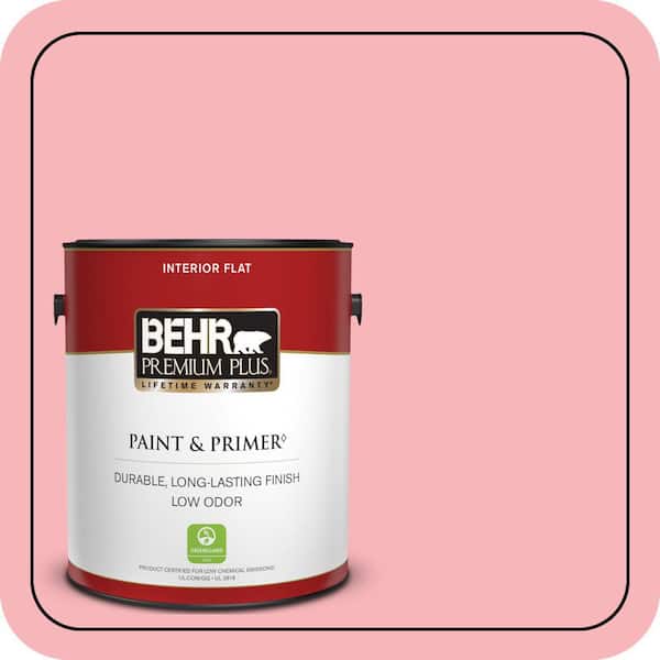 BEHR PREMIUM PLUS 1 gal. #130A-3 Ballerina Pink Flat Low Odor Interior Paint & Primer