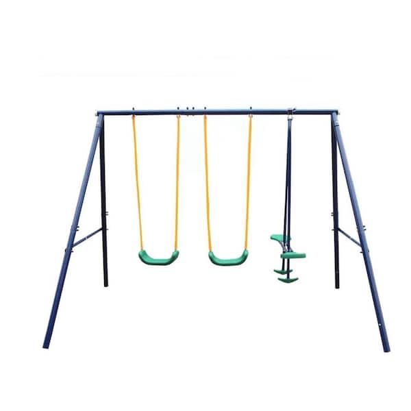Metal Outdoor Swing Set with Glider