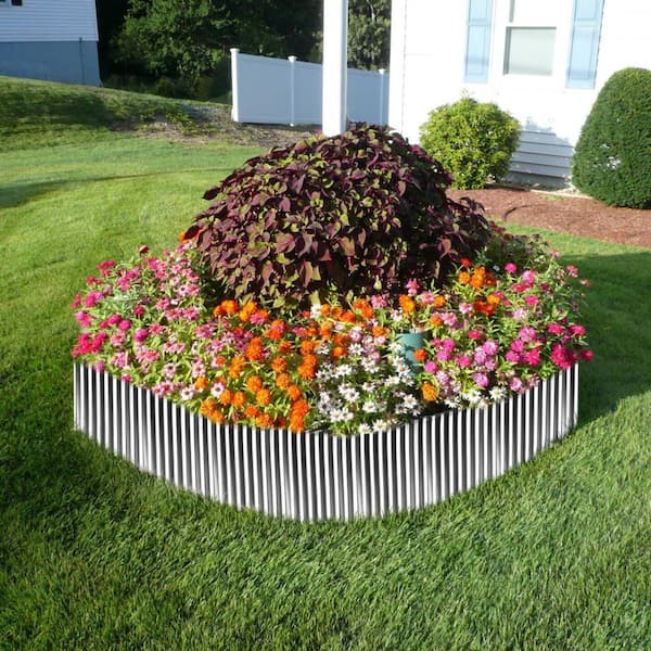 120 in. x 10 in. x 0.1 in. Silver Corrugated Garden Edging, Metal Landscape Edging for Lawns, Borders and Flower