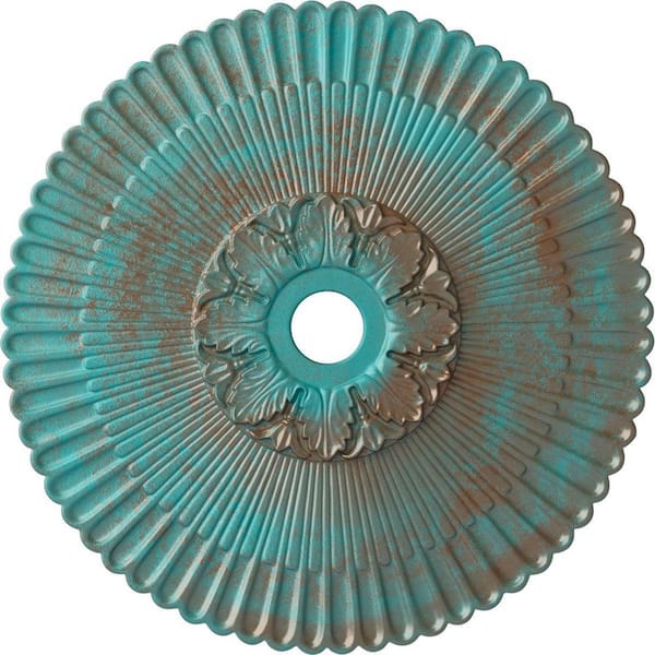 Ekena Millwork 1-7/8 in. x 36-1/4 in. x 36-1/4 in. Polyurethane Melonie Ceiling Moulding, Copper Green Patina