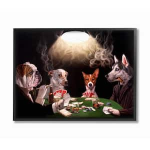 "Dog Poker Funny Pet Painting" by Lucia Heffernan Framed Abstract Wall Art 24 in. x 30 in.