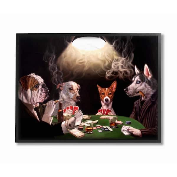 Stupell Industries 11 in. x 14 in. "Dog Poker Funny Pet Painting" by Lucia Heffernan Framed Wall Art