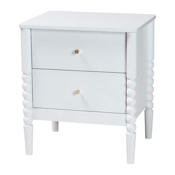 Lucera White 2-Drawer Nightstand