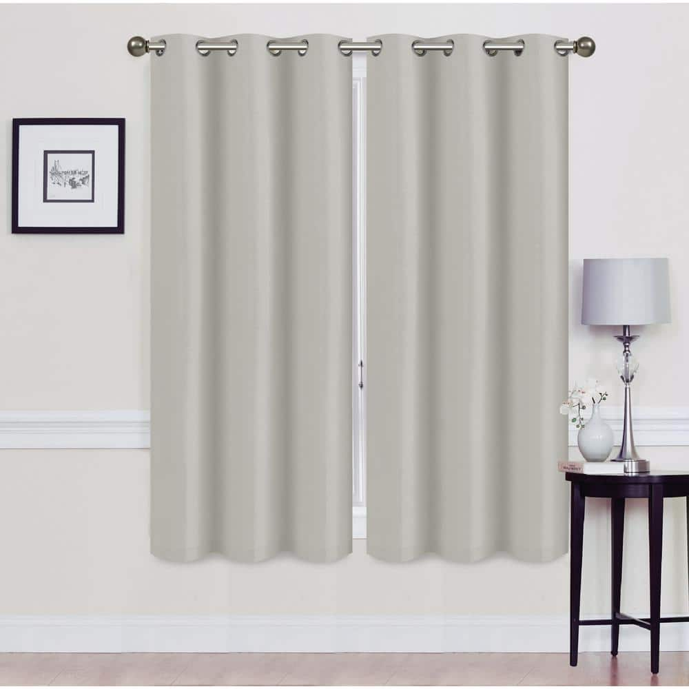 Madonna Silver Solid Polyester Thermal 76 in. W x 63 in. L Grommet Blackout Curtain Panel (Set of 2) -  J&V TEXTILES, MADONNA 63 SILVER