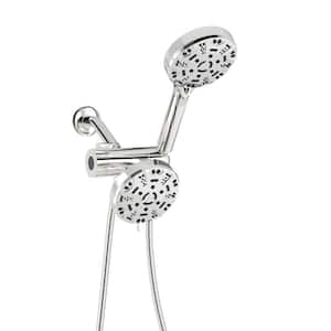 8-Spray Patterns with 1.8 GPM 5 in. Wall Mount Dual Shower Heads with Pause, Shower Hose and Shower Arm in Chrome