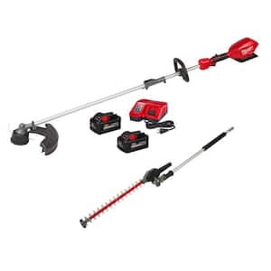 M18 FUEL 18-Volt Brushless Cordless QUIK-LOK String Trimmer, Hedge Trimmer Attachment, (2) 8.0 Ah Battery, Charger