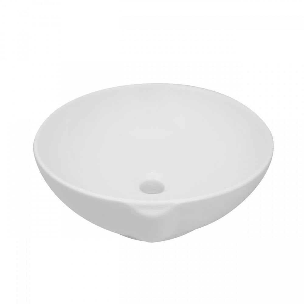 16.5'' Gloss White Ceramic Round Bathroom Vessel Sink