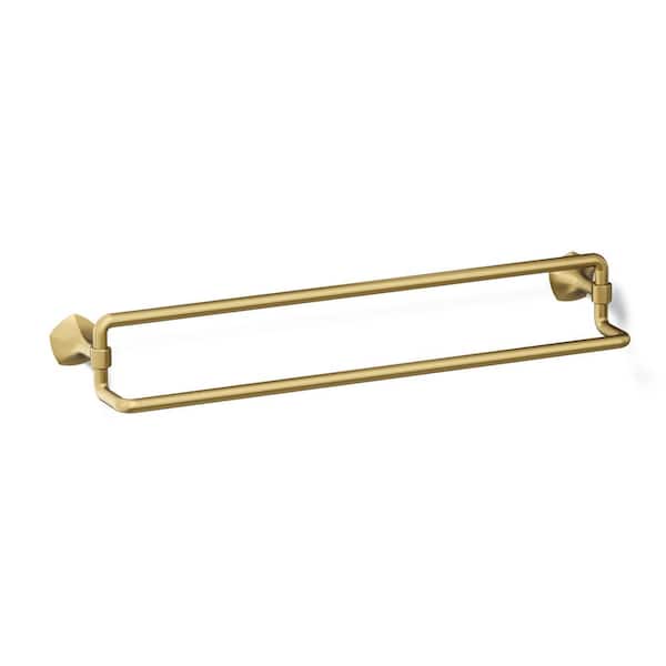 Occasion 24 in. Wall Mounted Double Towel Bar in Vibrant Brushed Moderne Brass