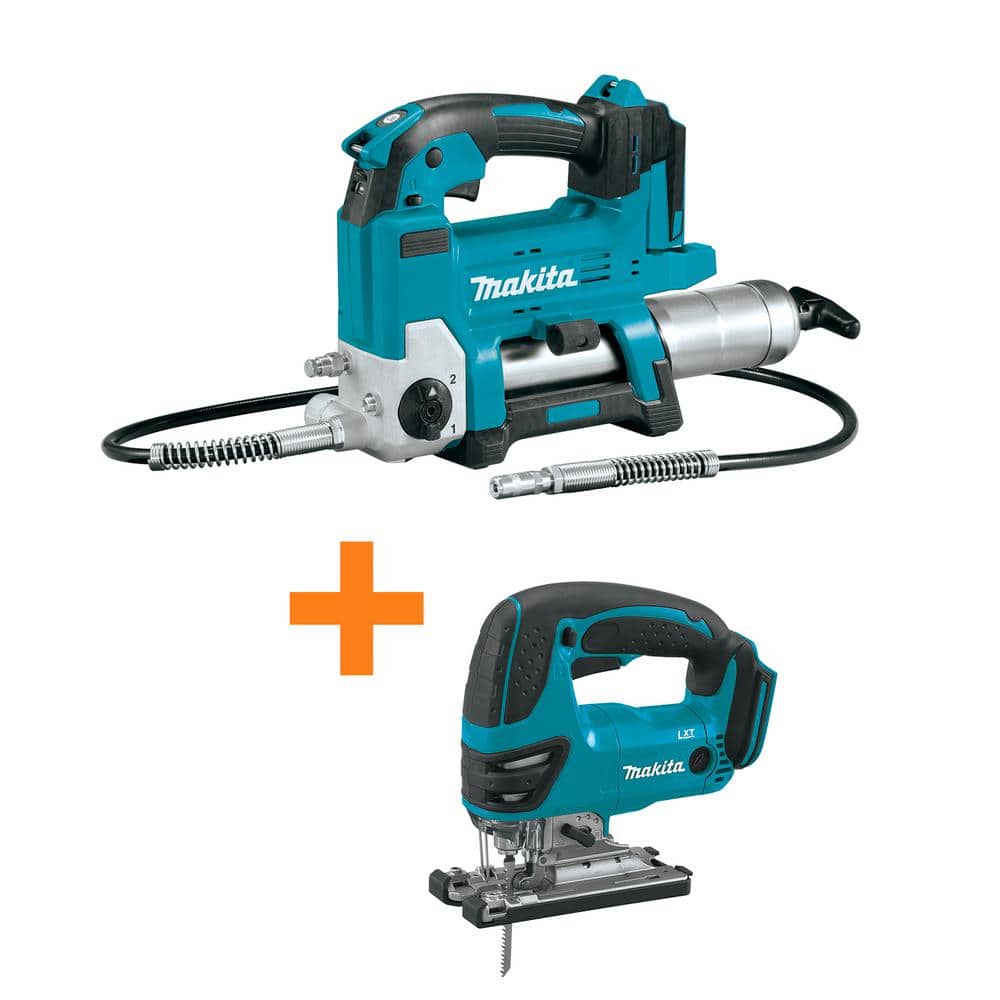Makita 18V LXT Lithium-Ion Grease Gun (Tool Only) with 18V LXT Lithium-Ion  Cordless Jigsaw (Tool-Only) XPG01Z-XVJ03Z The Home Depot