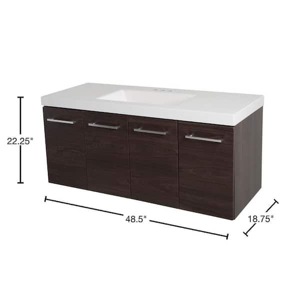 Domani Stella 49 in. W x 19 in. D x 22 in. H Single Sink Floating 