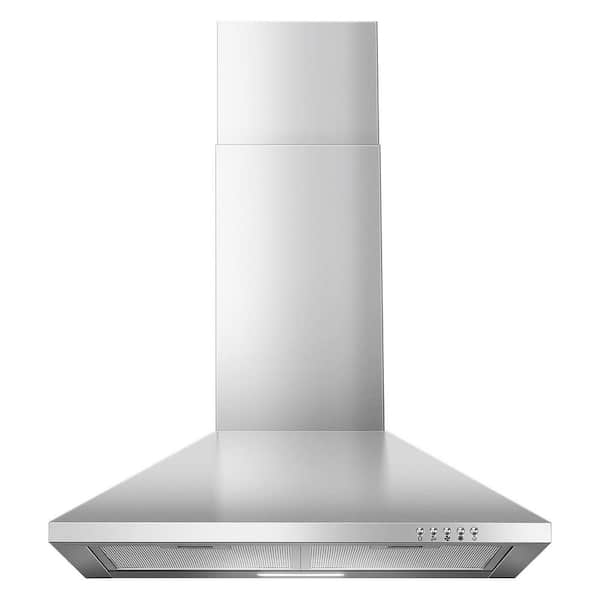 24 in. 450 CFM Ducted/Ductless Convertible Wall Mount Range Hood Downdraft System in Stainless Steel