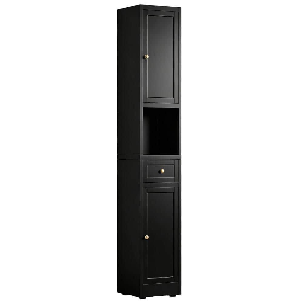 "71"" Tall Narrow Bathroom Storage Cabinet, 5-Tier Metal with 2 Doors & Adjustable Shelves, Black" price history on PriceWatchPro