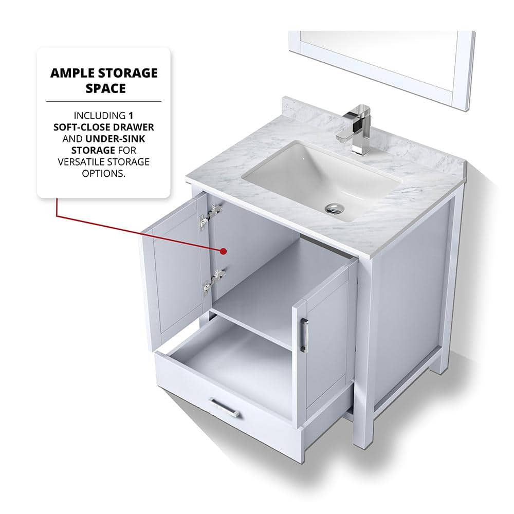 Jacques 30" White Freestanding Vanity Cabinet
