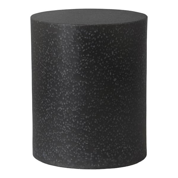Emissary 18 in. H Matte Terrazzo Black Round Terrazzo Garden Stool