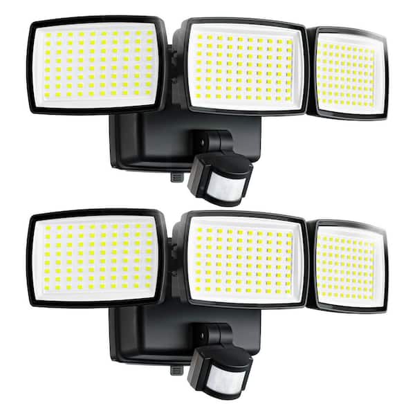 1500 Watt Equivalent 1500 Lumen 160 Degree Black Motion Sensing Dusk to Dawn LED Flood Light Outdoor 2-Pack