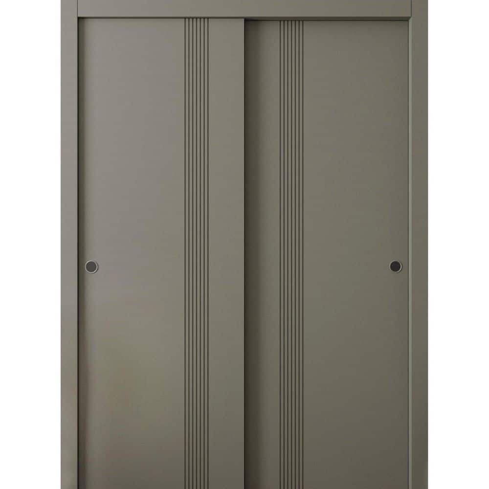 Assembly Required 0112 56 in. x 80 in. Reversible Dove Grey Color Solid Core Wood Sliding Door Kit w/Separate Jamb price history on PriceWatchPro