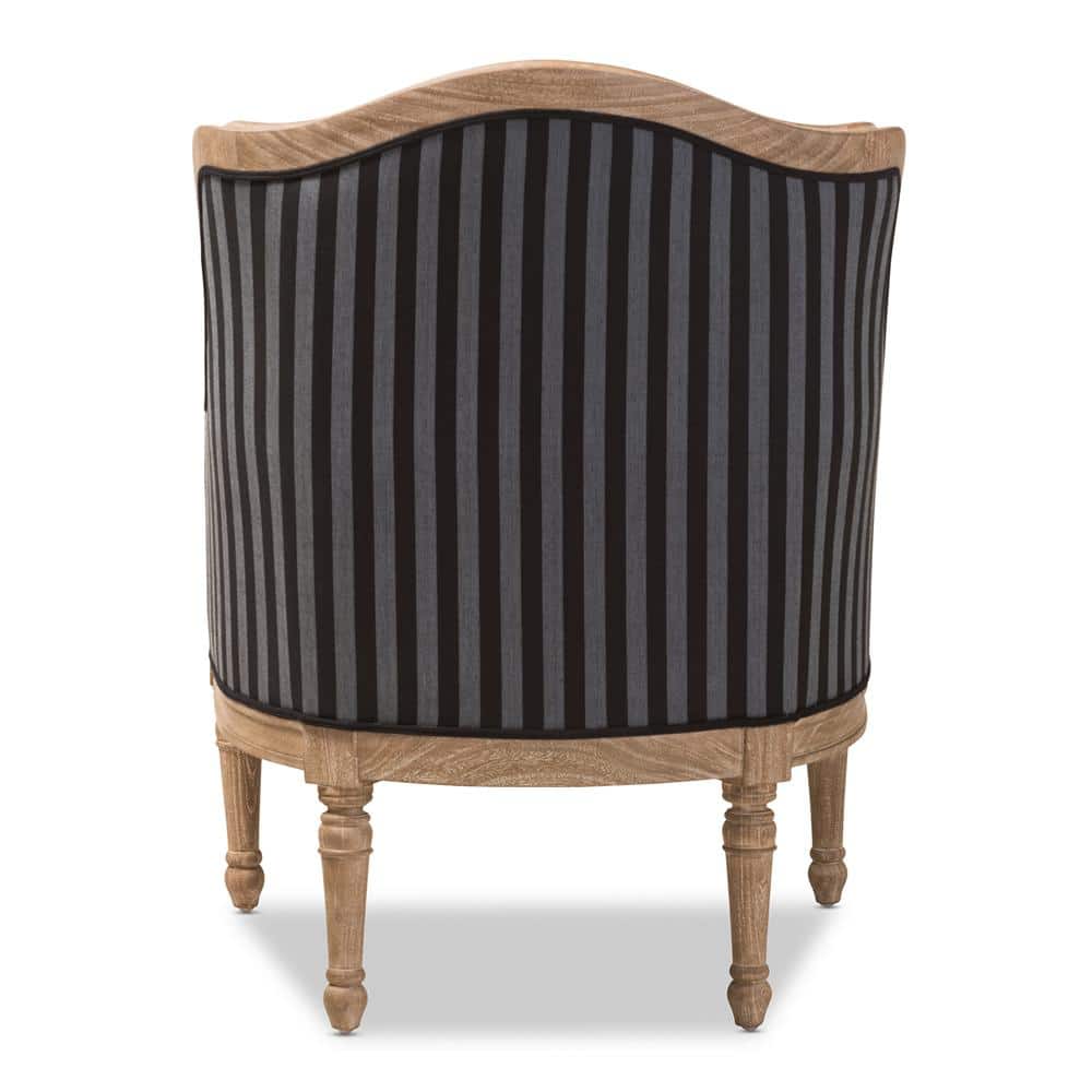 Charlemagne Striped Blue and Grey Traditional Accent Chair
