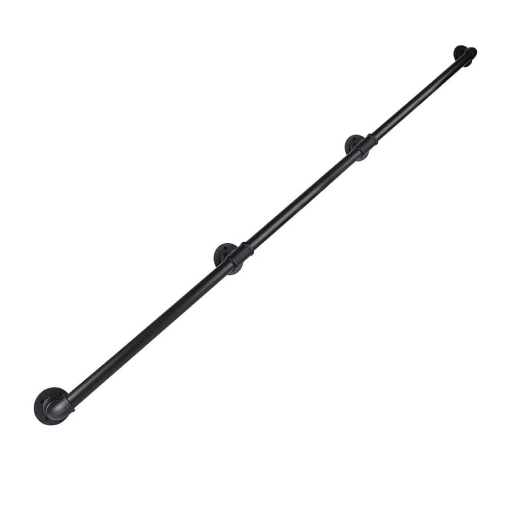 10 ft. Black Galvanized Iron Pipe Stair Handrail Metal Staircase Handrail for Indoor & Outdoor Wall Mount Support price history on PriceWatchPro