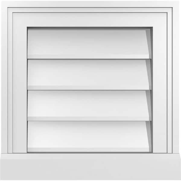 Ekena Millwork 14" x 14" Rectangular White PVC Paintable Gable Louver Vent Non-Functional