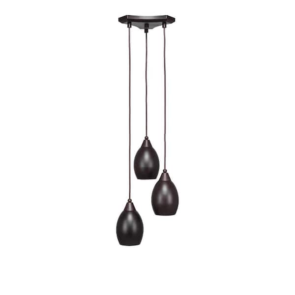 Unbranded Condor 3 Light Dark Granite Cluster Pendant Light with 7 in. Metal Shades, No bulbs included