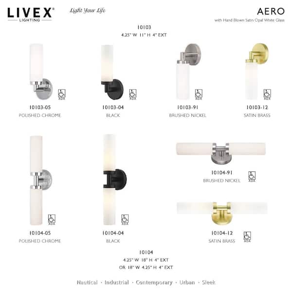 10104-04 Livex Aero 2 Light ADA Vanity Sconce Black 