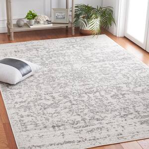 Madison Silver/Ivory Doormat 3 ft. x 5 ft. Distressed Border Area Rug
