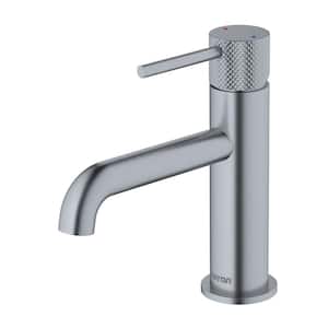 Tryst Single Handle Single Hole Basin Bathroom Faucet with Matching Pop-Up Drain in Stainless Steel