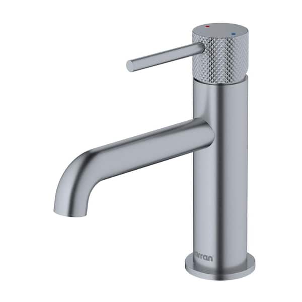 Karran Tryst Single Handle Single Hole Basin Bathroom Faucet with Matching Pop-Up Drain in Stainless Steel