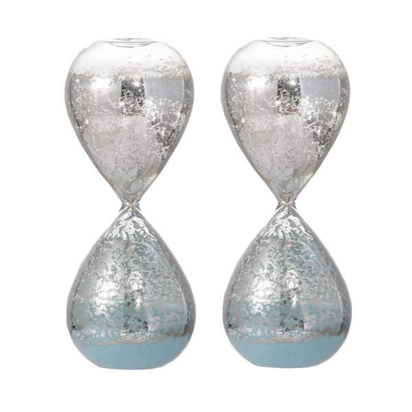 Silver Hourglass Sand Glass Timer 30-Minute Jade Sand, (Set-2