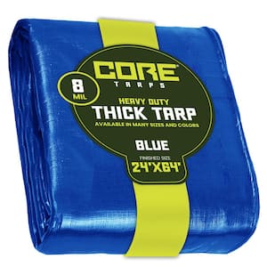 24 ft. x 64 ft. Blue 8 Mil Heavy Duty Polyethylene Tarp, Waterproof, UV Resistant, Rip and Tear Proof