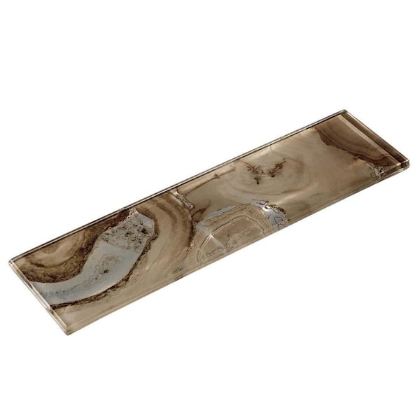 Myst Qanyon Beige 3-in. x 12-in. Subway Agate Inspired Polished Glass Wall Tile (3.75 sq. ft./box)