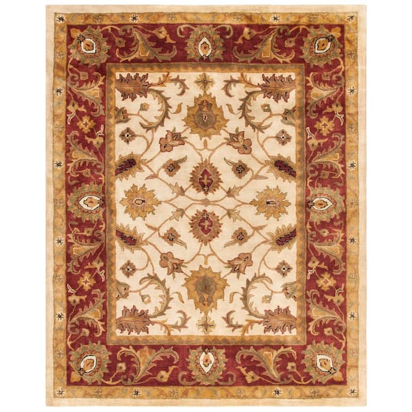 Classic 10 ft. x 14 ft. Ivory/Red Floral Oriental Area Rug