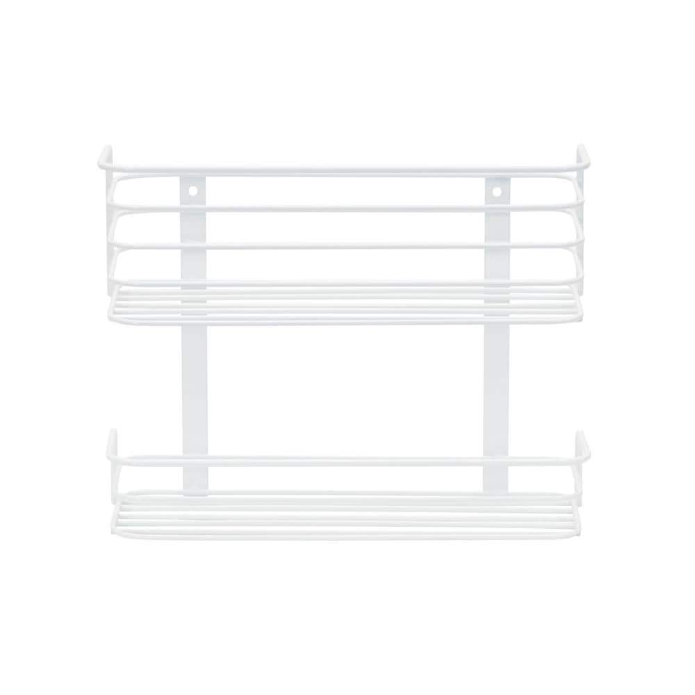 White 2-Tier Steel Wire Basket Door Mount Organizer