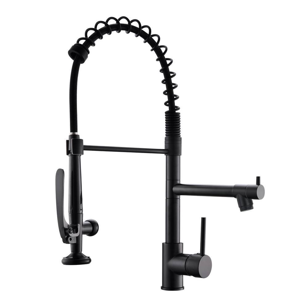 High Arc Single Handle Pull Down Sprayer Kitchen Faucet, Commercial Kitchen Sink Faucet in Matte Black price history on PriceWatchPro