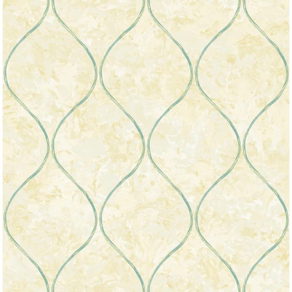 Seabrook Designs Ogee Faux Cream, Metallic Gold, & Teal Paper ...